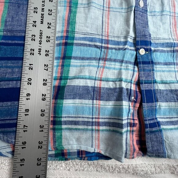 Club Room Men's Plaid Pattern Short Sleeve Casual Button Up Shirt Blue XXL - Picture 8 of 8